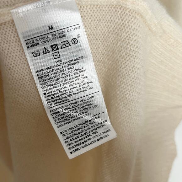 Banana Republic Cashmere Polo Sweater Womens Medium Cream Relaxed Minimalist - Picture 10 of 11